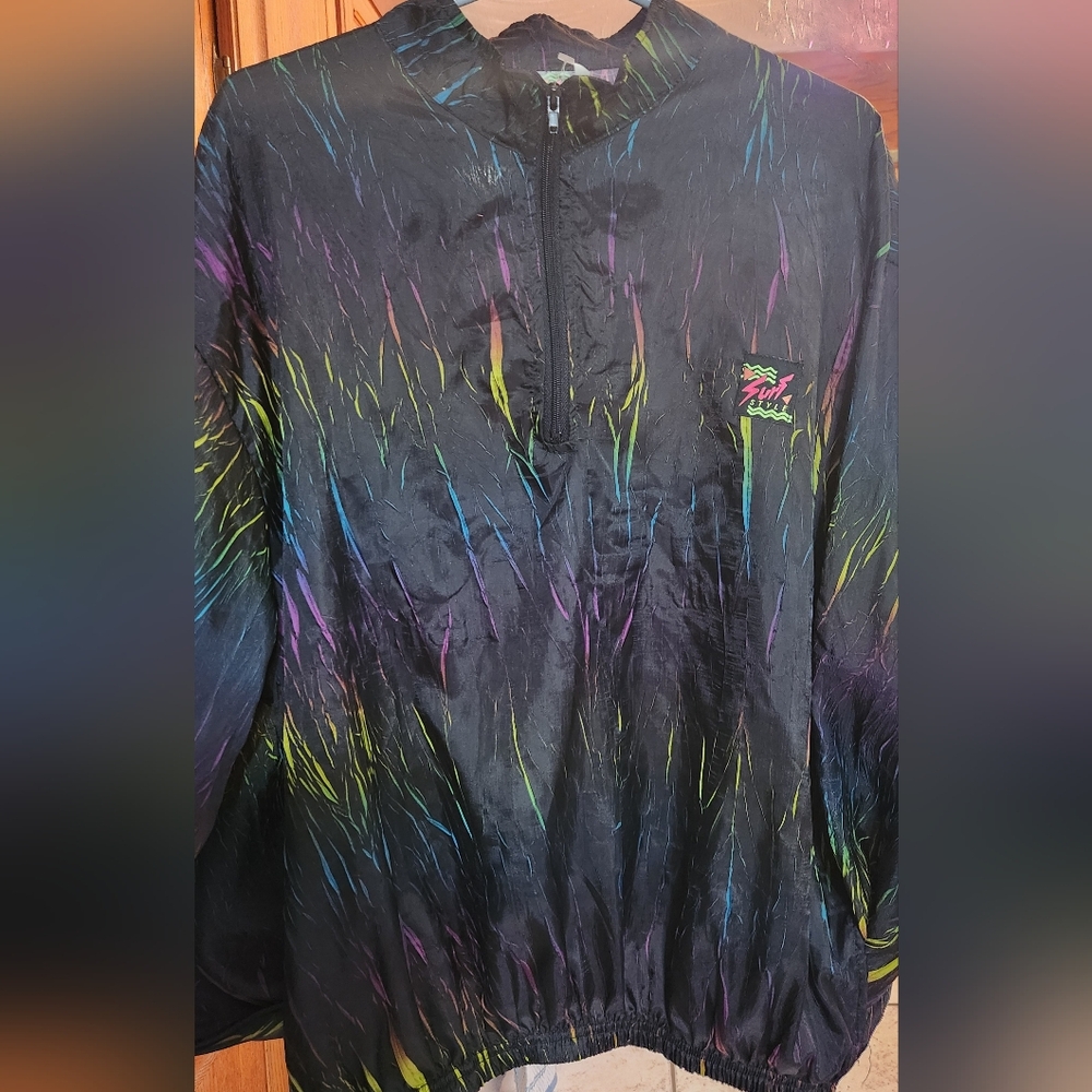 Vintage Surf Style Black and Multicolor Jacket